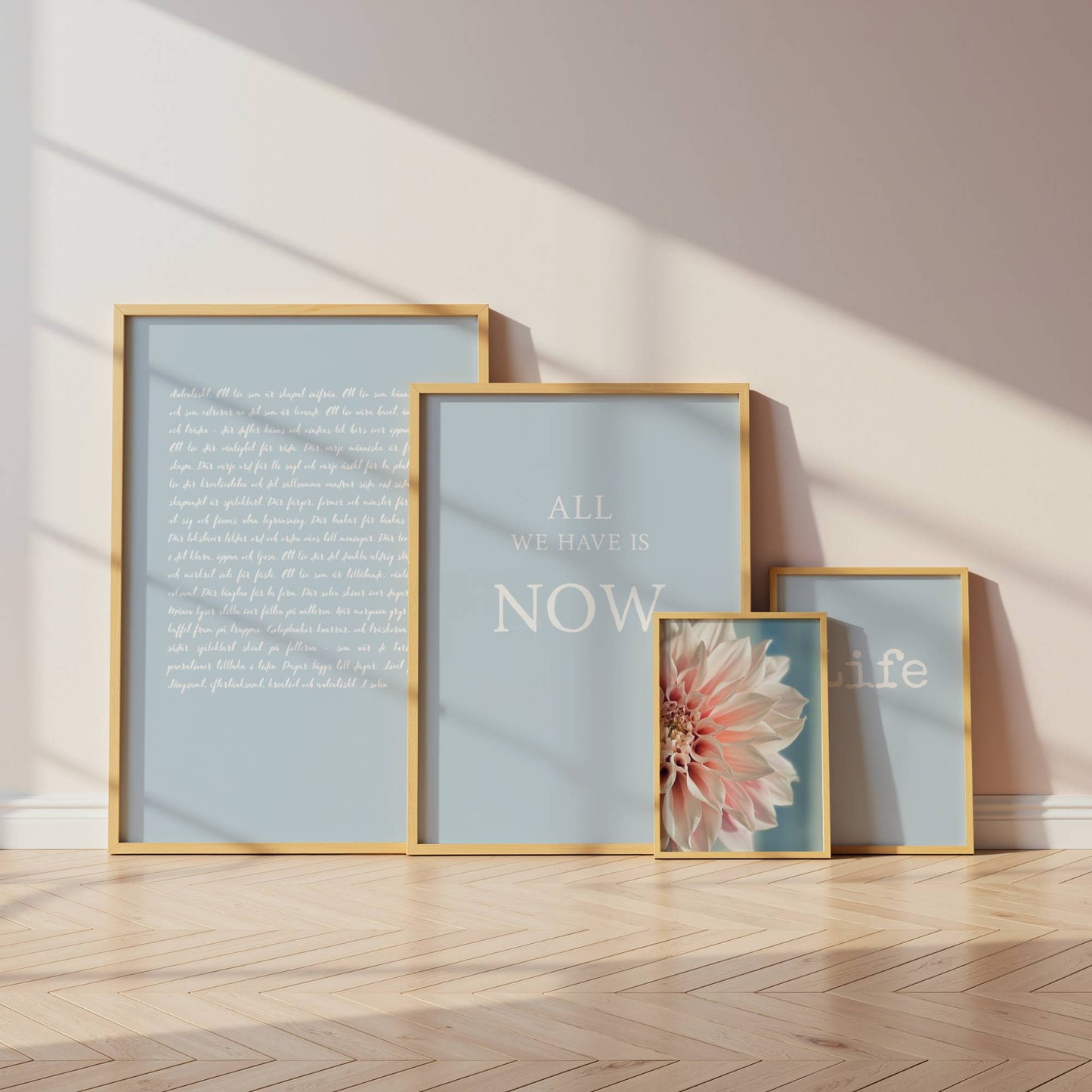Textposter med vit text "Life"